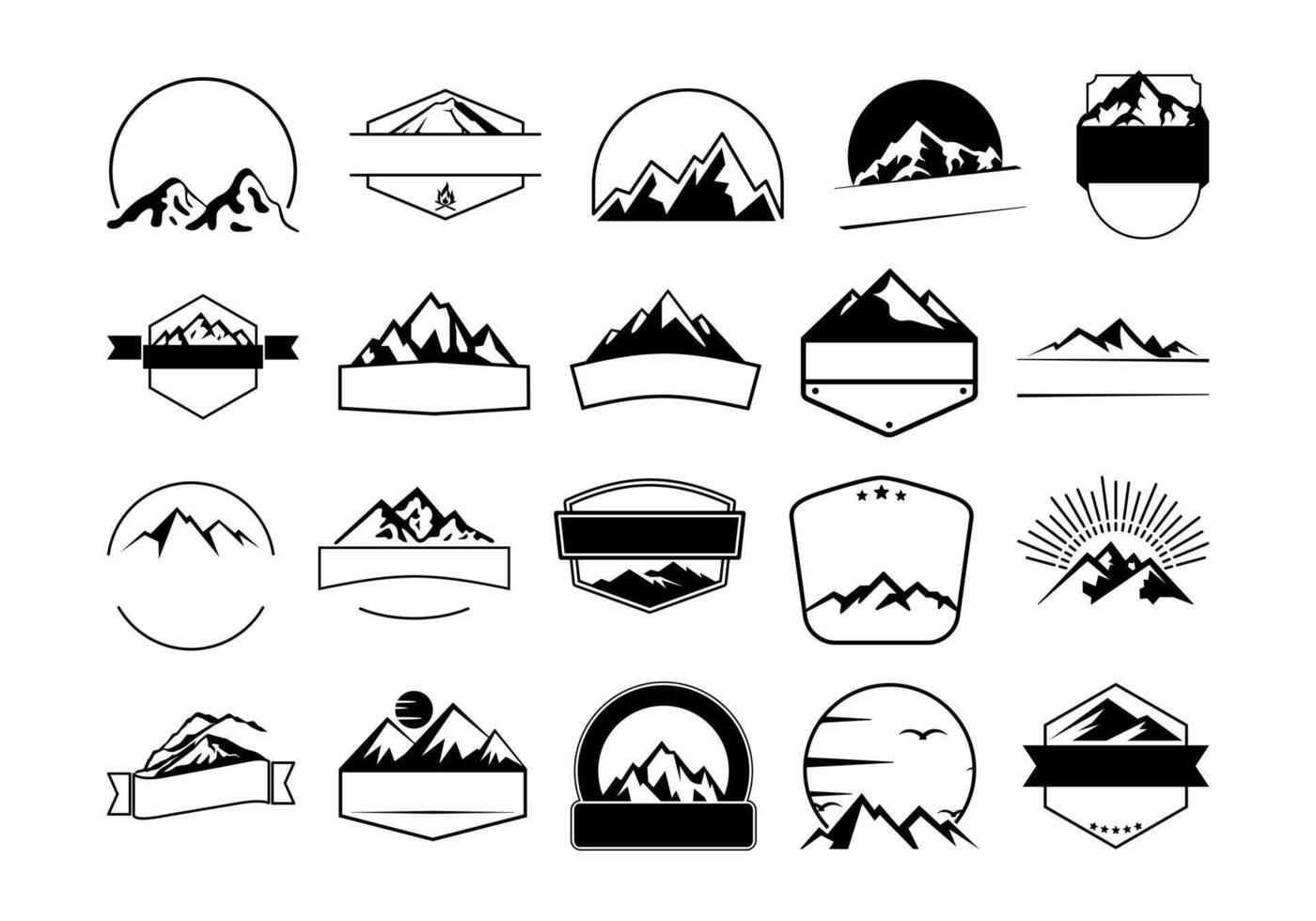 Mountain Adventure Logo Element Set vector