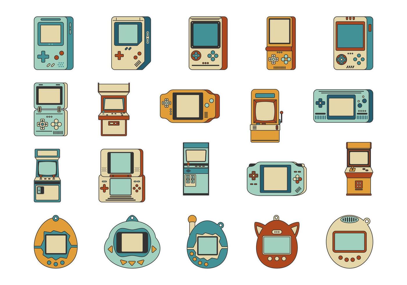 Retro Game Illustration Element Set vector