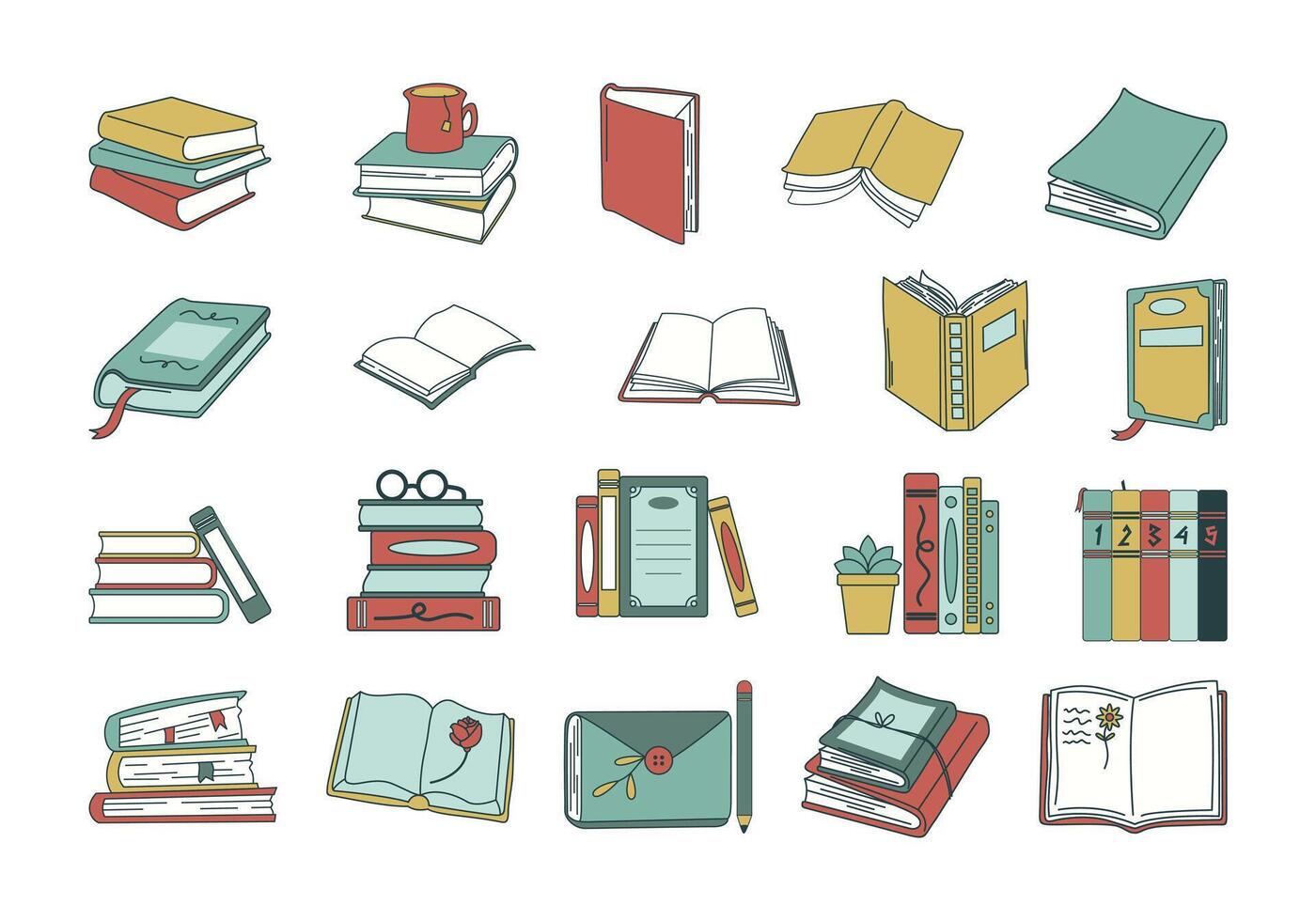 Reading Book Illustration Element Set vector