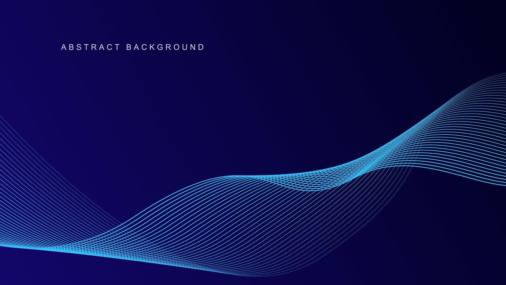 Abstract glowing wave lines on dark blue background. Dynamic wave pattern. Modern flowing wavy lines. Futuristic technology concept. Suit for banner, poster, cover, brochure, flyer, website vector