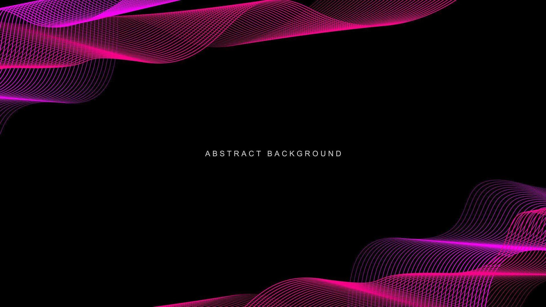 Abstract pink wavy lines pattern isolated on black background with technology, science, music theme. illustration vector