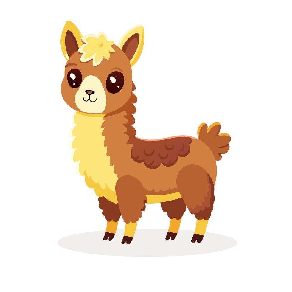Cute llama on a white background. illustration. vector