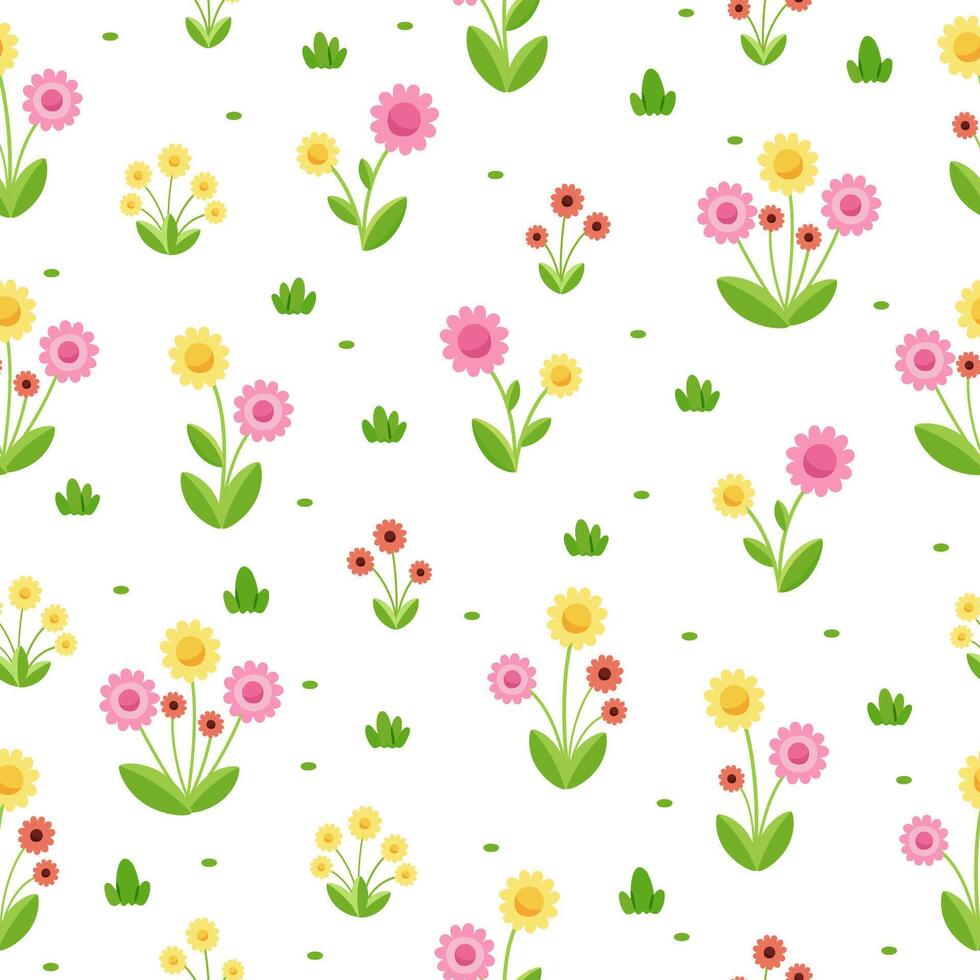 Seamless pattern of bright decorative flowers on a white background. illustration. vector