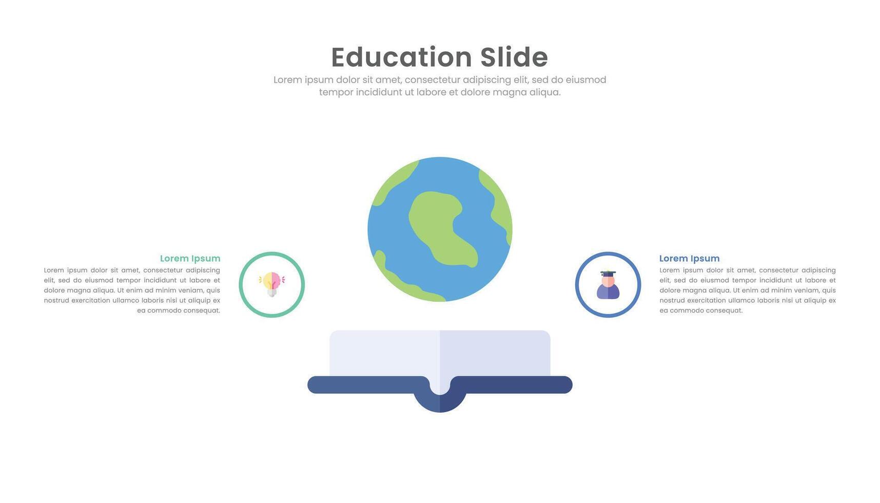 educación diapositiva infografía modelo con 2 punto etapa y íconos para presentación. vector