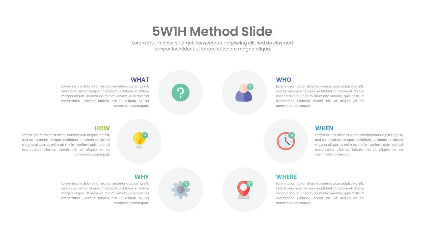 5W1H problem solving method infographic template design. vector