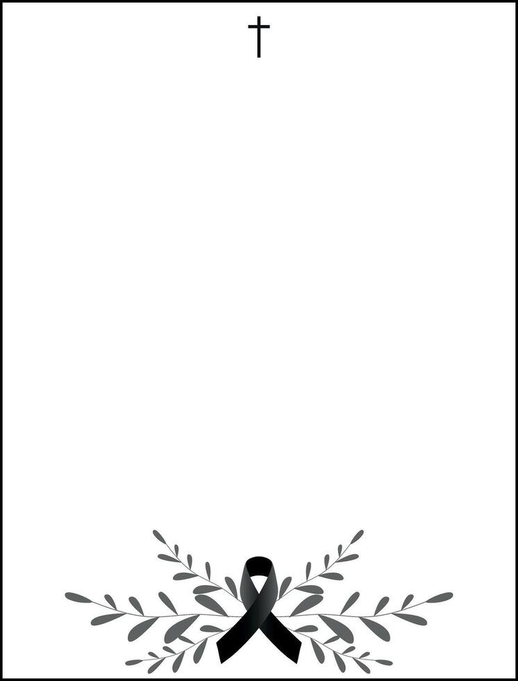 Funeral card. Empty card. Digital Funeral Announcement Invitation Template in Illustrator vector