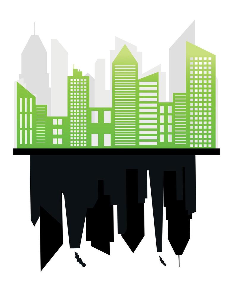 Ecology concept,the world is in the energy saving light bulb green, illustration. green eco city vector