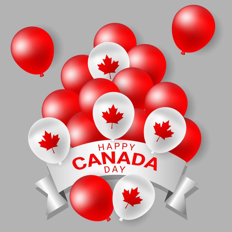 Red and white party balloons for national day of Canada vector