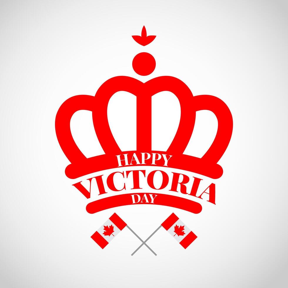 rojo corona con bandera Canadá para victoria día vector