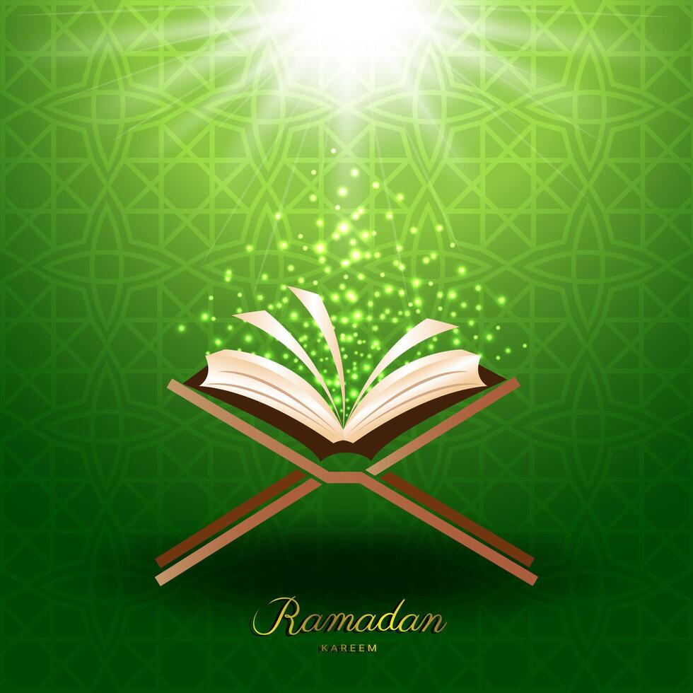 Muslim Quran with magic light for ramadan of Islam vector