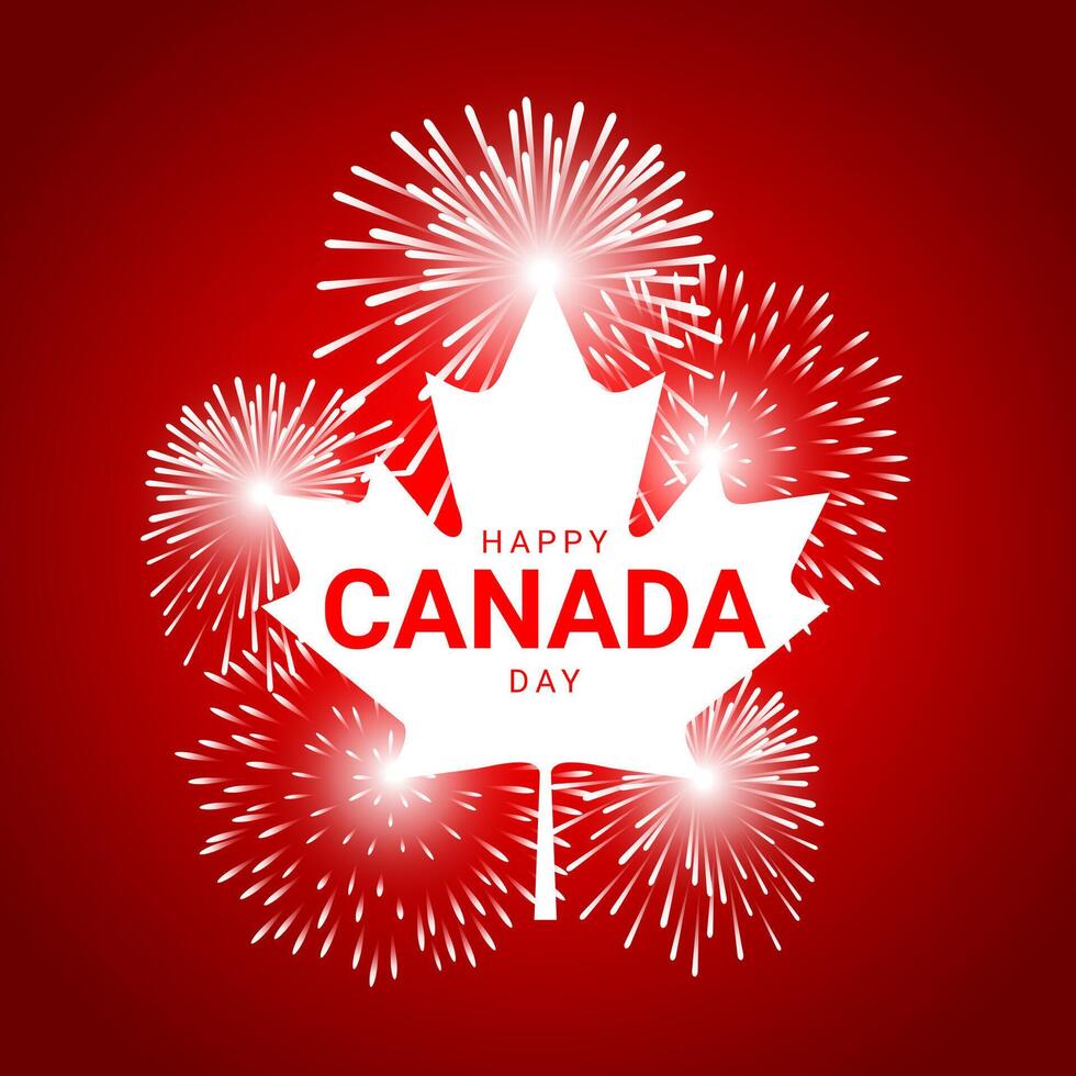 Maple Leaf with fireworks for national day of Canada vector