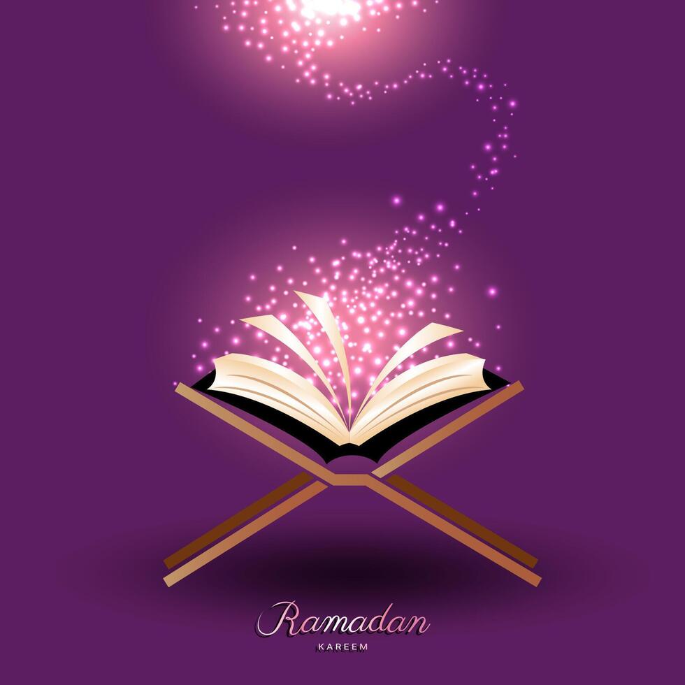 Muslim Quran with magic light for ramadan of Islam vector