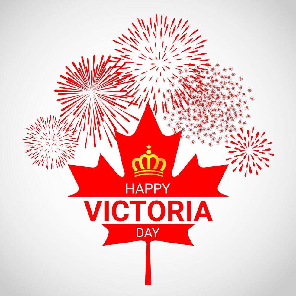Canadá arce hoja con fuegos artificiales para victoria día vector