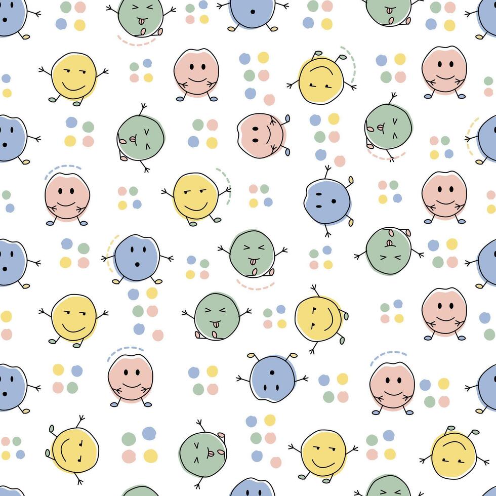 Emoticon seamless design pattern for kids vector