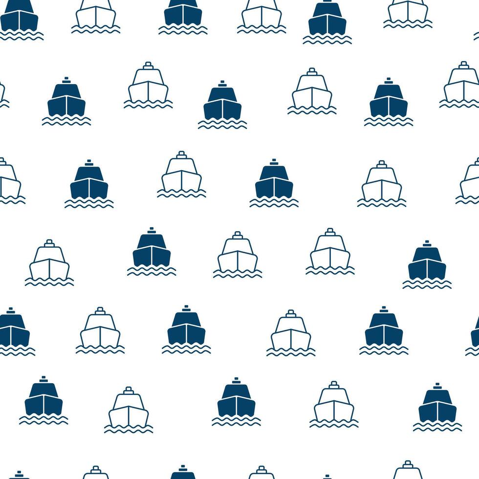boat blue seamless design pattern for kids white background vector