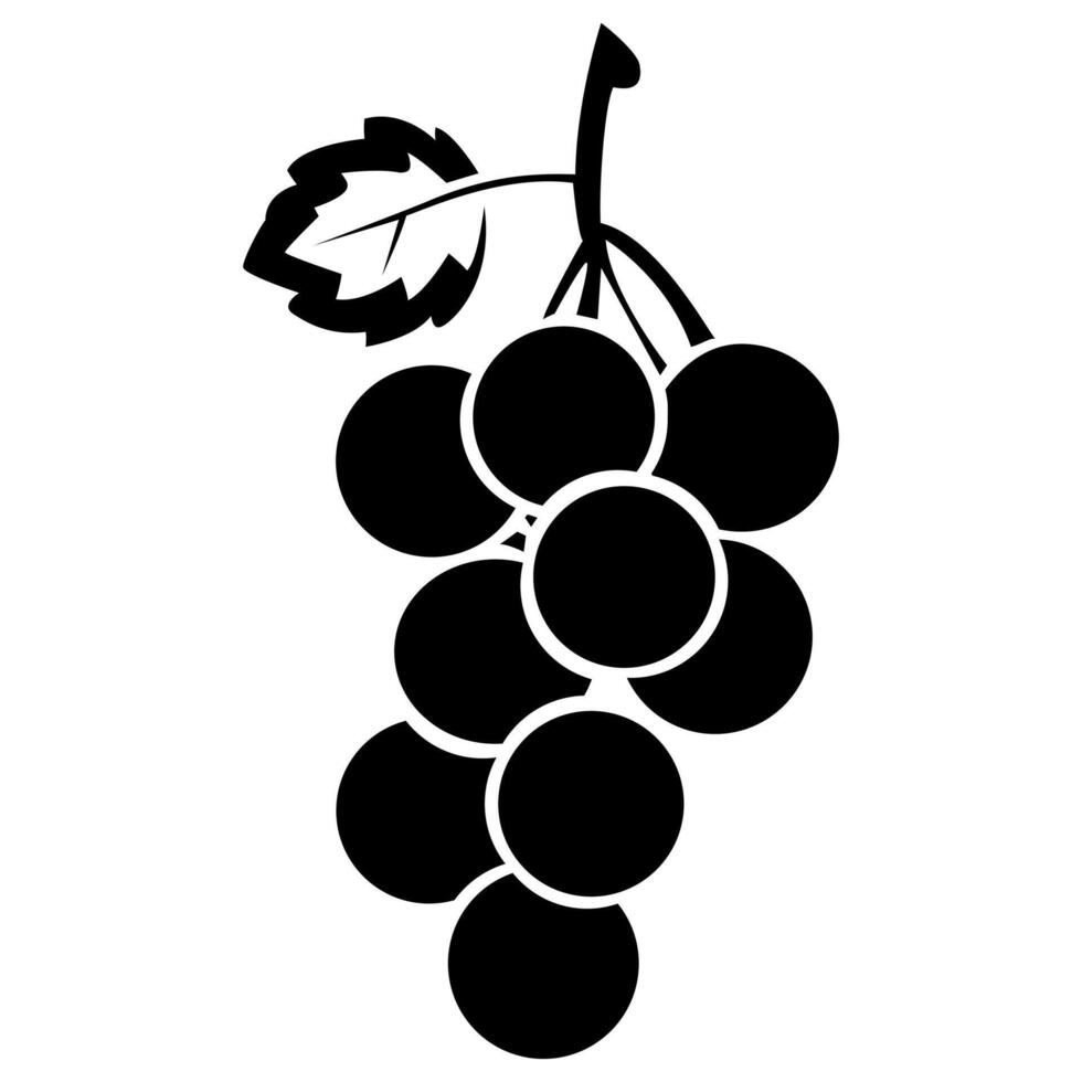 Black silhouette of grapes, branch with grapes. illustration. vector