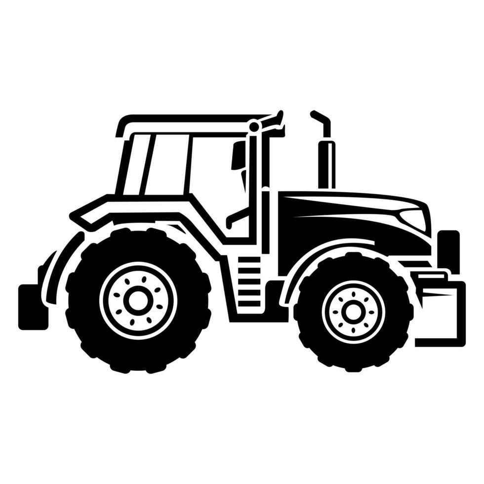 Tractor Generic Hand Drawn Black icon. Sketch farmer tractor, side view. Wheeled tractor, simple flat illustration. vector