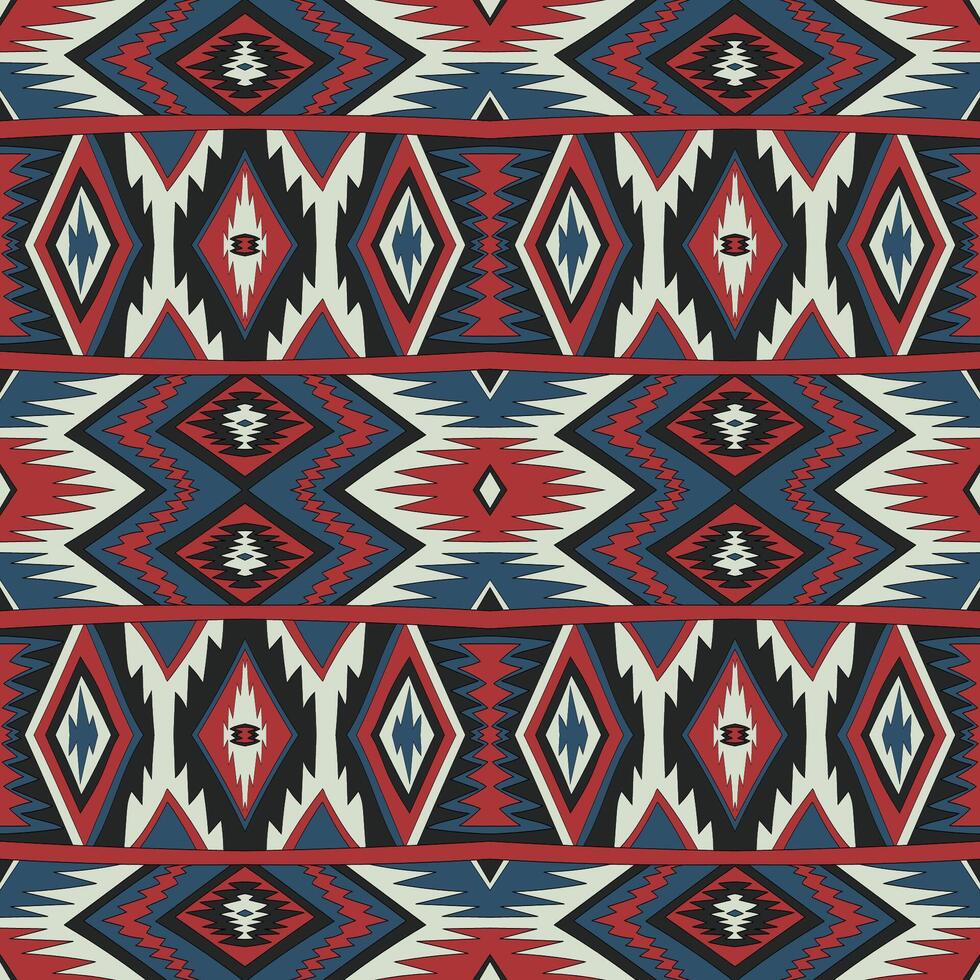 azteca, navajo geométrico sin costura modelo. nativo americano Sur oeste impresión. étnico diseño fondo de pantalla, tela, cubrir, textil, alfombra, frazada. vector