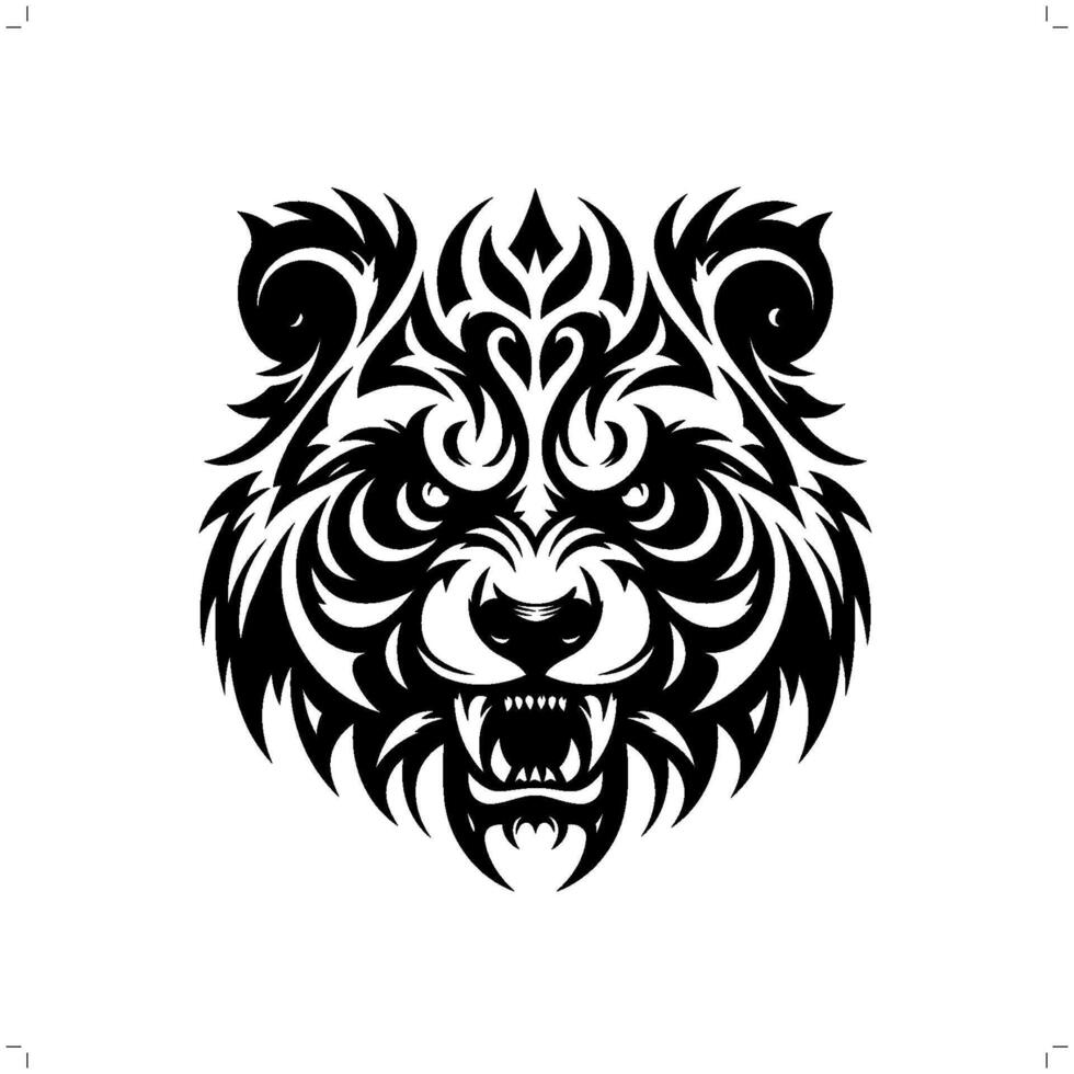 grizzly bear in modern tribal tattoo, abstract line art of animals, minimalist contour. vector