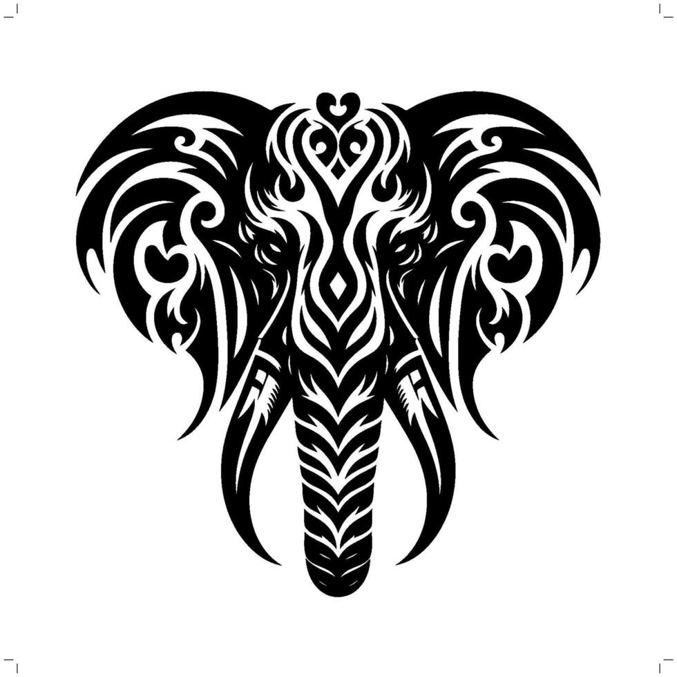elefante en moderno tribal tatuaje, resumen línea Arte de animales, minimalista contorno. vector