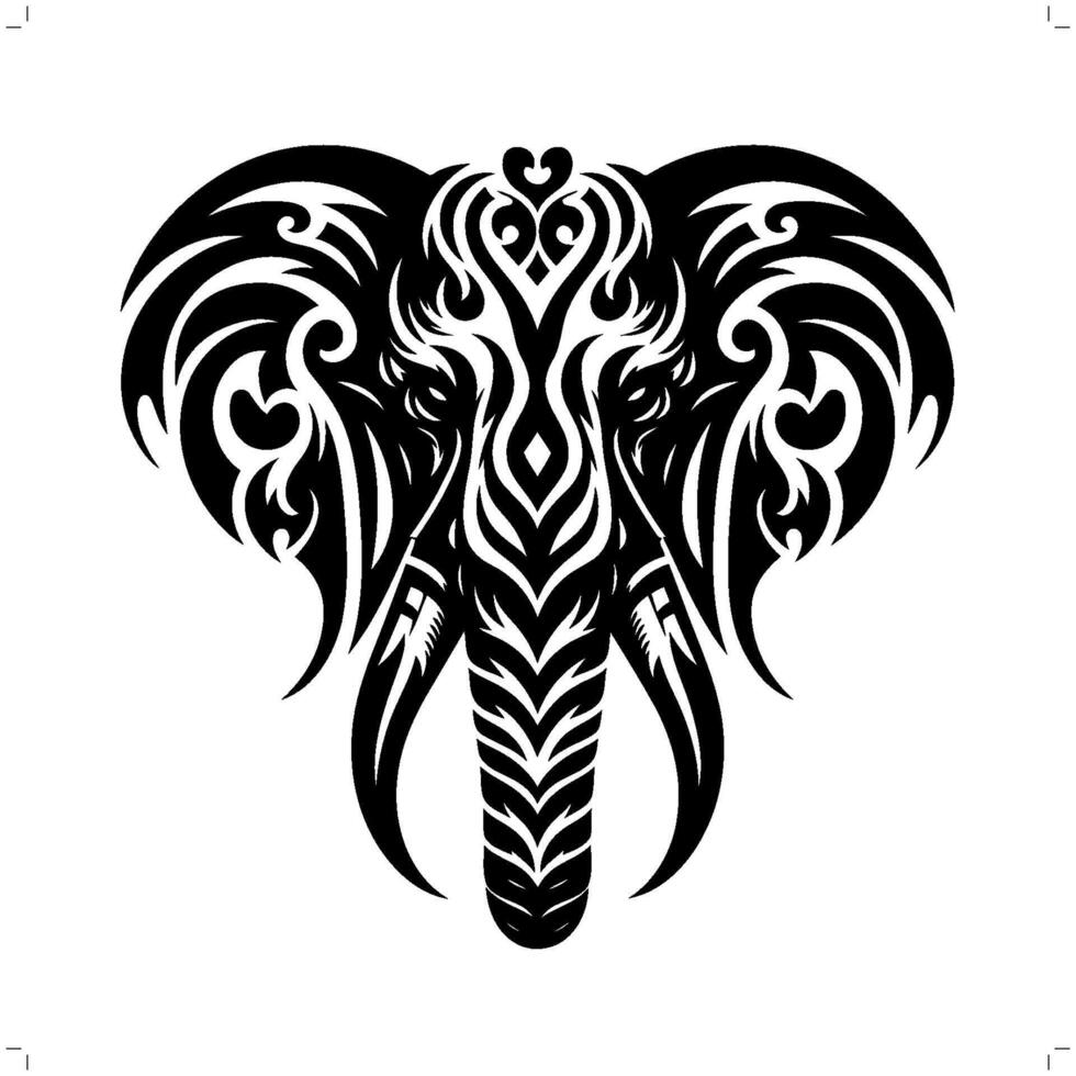 Elephant in modern tribal tattoo, abstract line art of animals, minimalist contour. vector