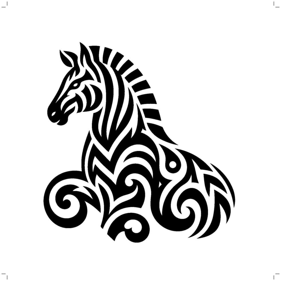 Zebra in modern tribal tattoo, abstract line art of animals, minimalist contour. vector