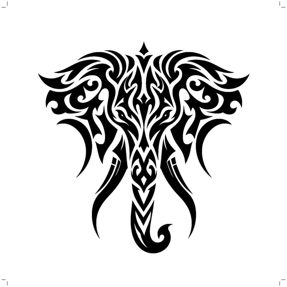 Elephant in modern tribal tattoo, abstract line art of animals, minimalist contour. vector