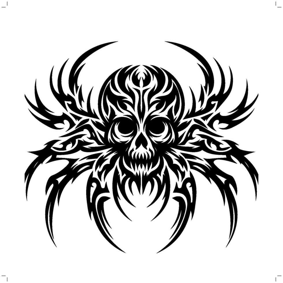 Spider in modern tribal tattoo, abstract line art of animals, minimalist contour. vector