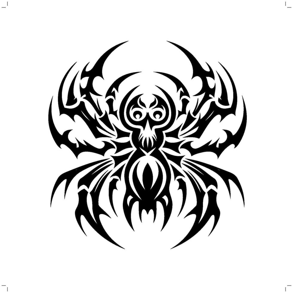 Spider in modern tribal tattoo, abstract line art of animals, minimalist contour. vector