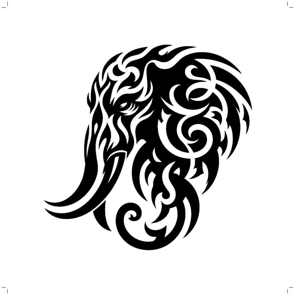 elefante en moderno tribal tatuaje, resumen línea Arte de animales, minimalista contorno. vector