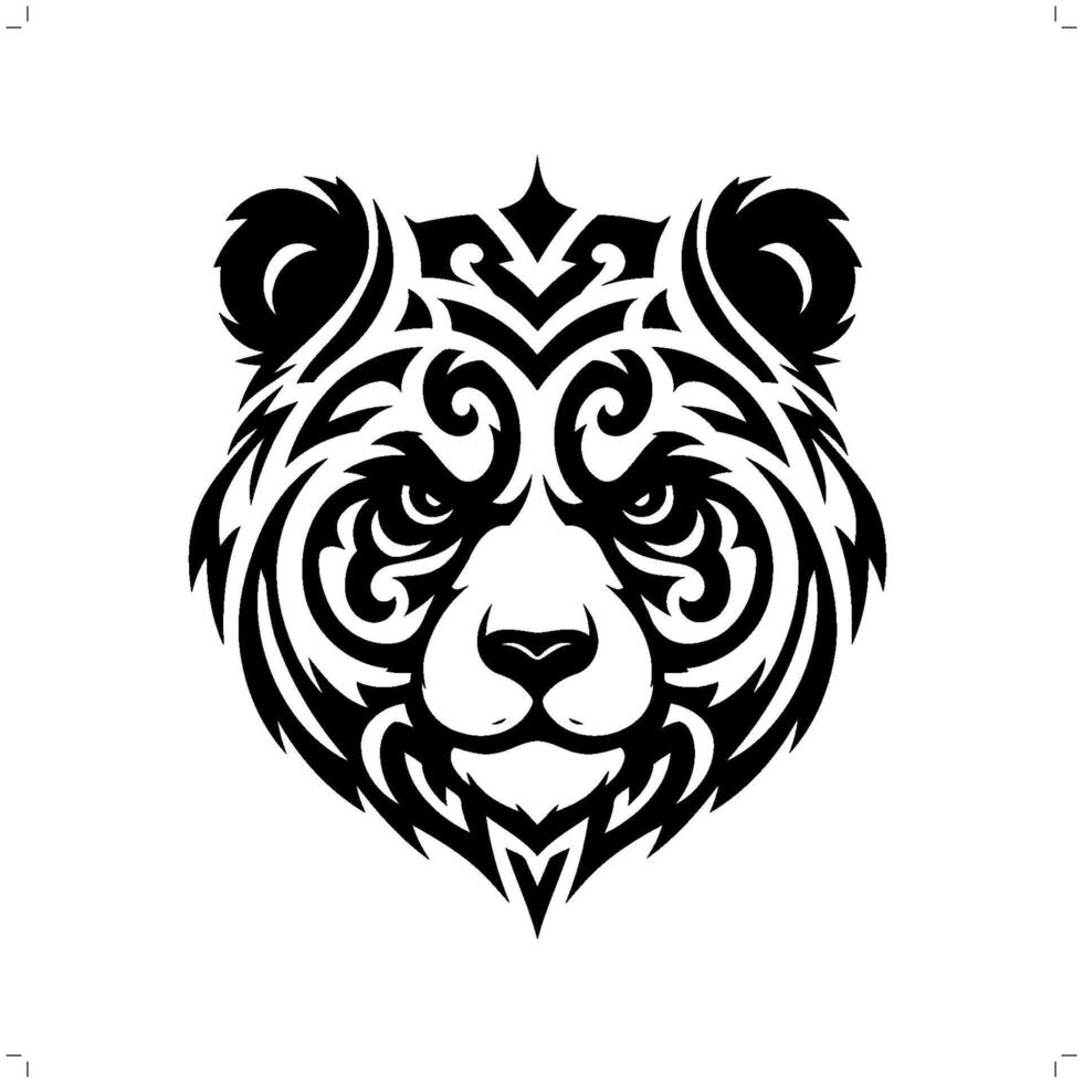 panda in modern tribal tattoo, abstract line art of animals, minimalist contour. vector