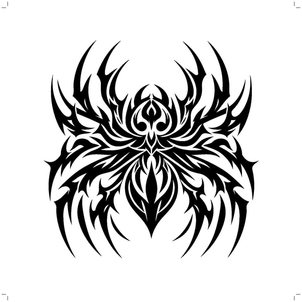 Spider in modern tribal tattoo, abstract line art of animals, minimalist contour. vector