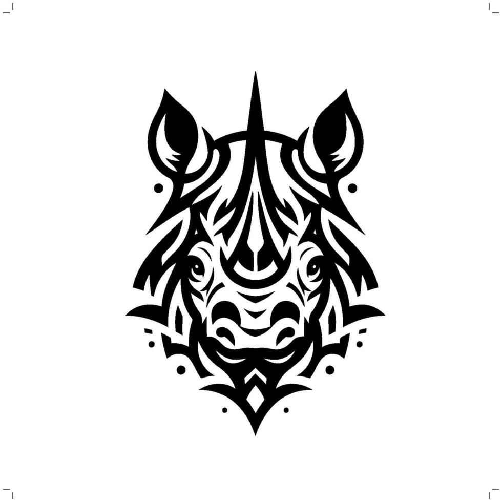 Rhinocerosin modern tribal tattoo, abstract line art of animals, minimalist contour. vector