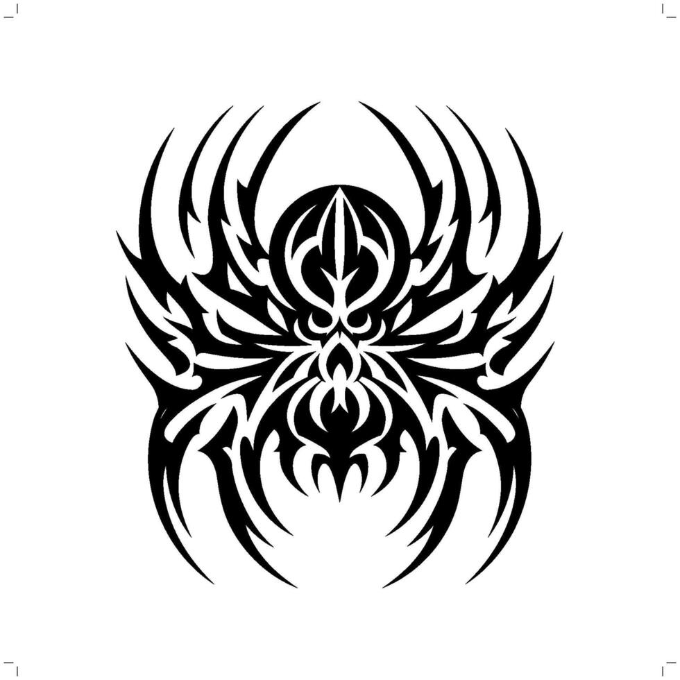Spider in modern tribal tattoo, abstract line art of animals, minimalist contour. vector