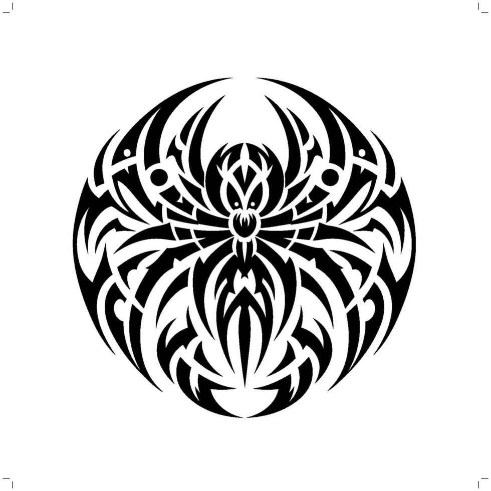 Spider in modern tribal tattoo, abstract line art of animals, minimalist contour. vector