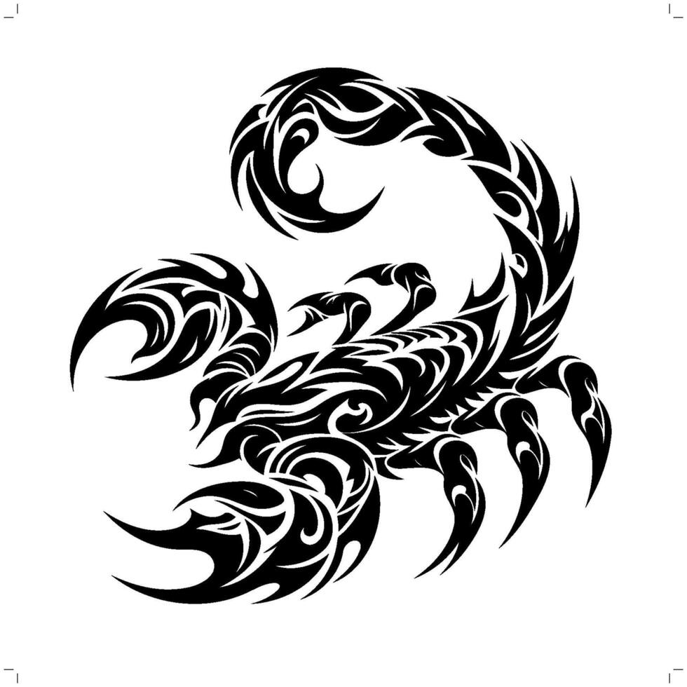 scorpion in modern tribal tattoo, abstract line art of animals, minimalist contour. vector