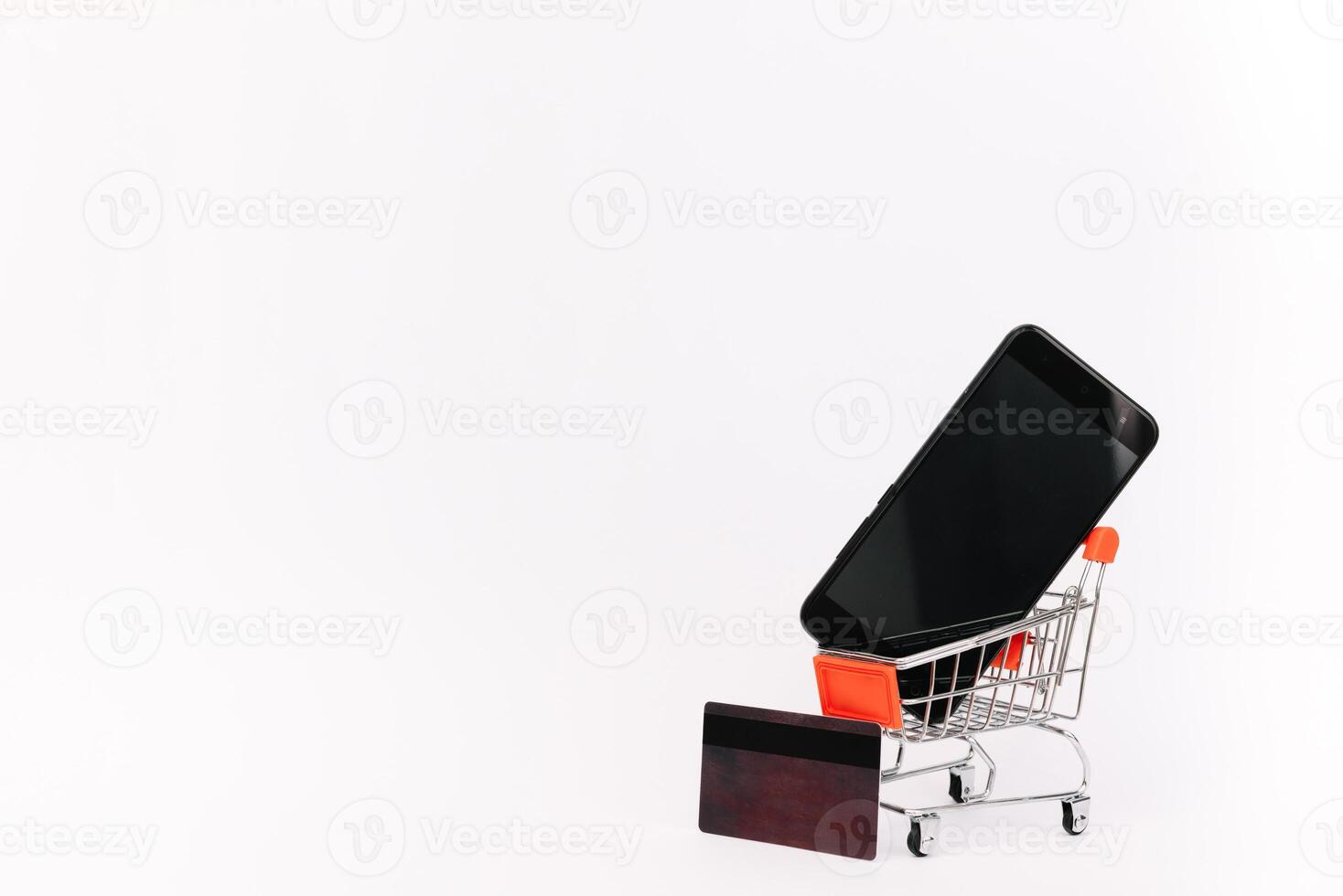 online shopping or internet shop concepts, with shopping cart symbol. isolated. photo