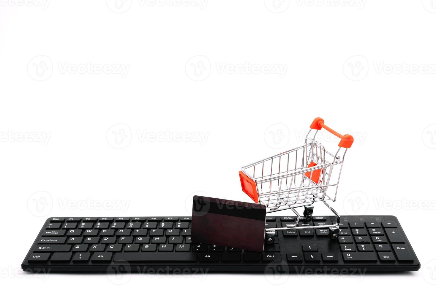 online shopping or internet shop concepts, with shopping cart symbol. isolated. photo