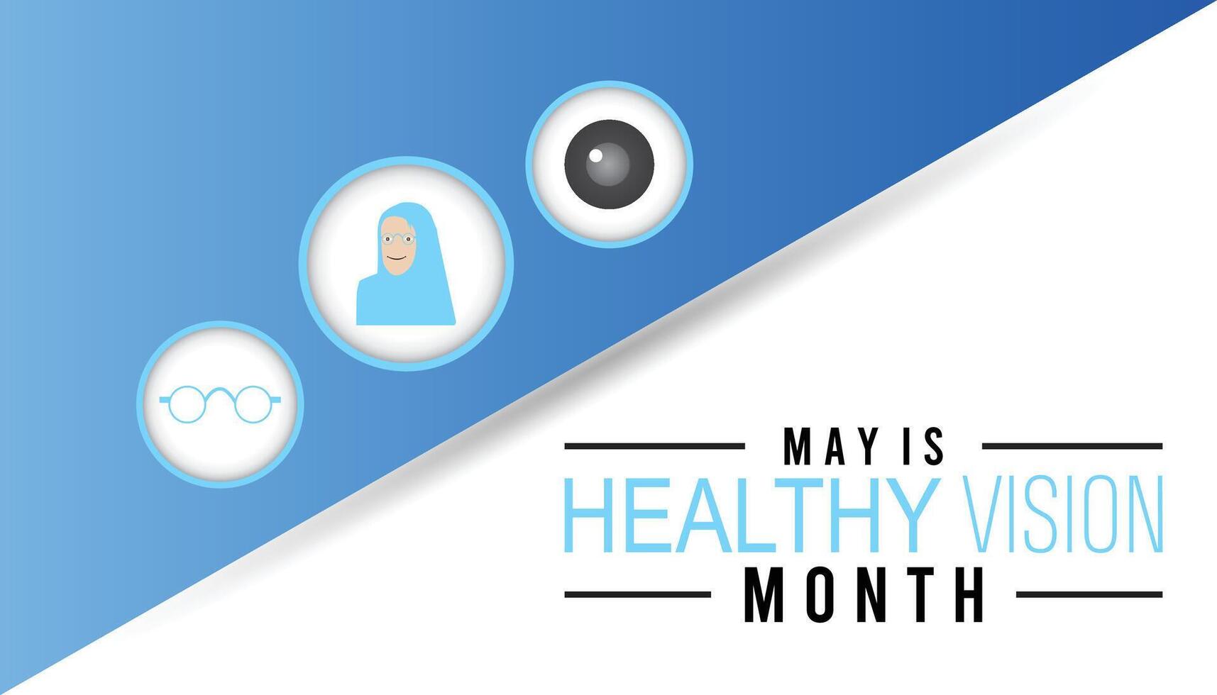 Healthy Vision Month observed every year in May. Template for background, banner, card, poster with text inscription. vector