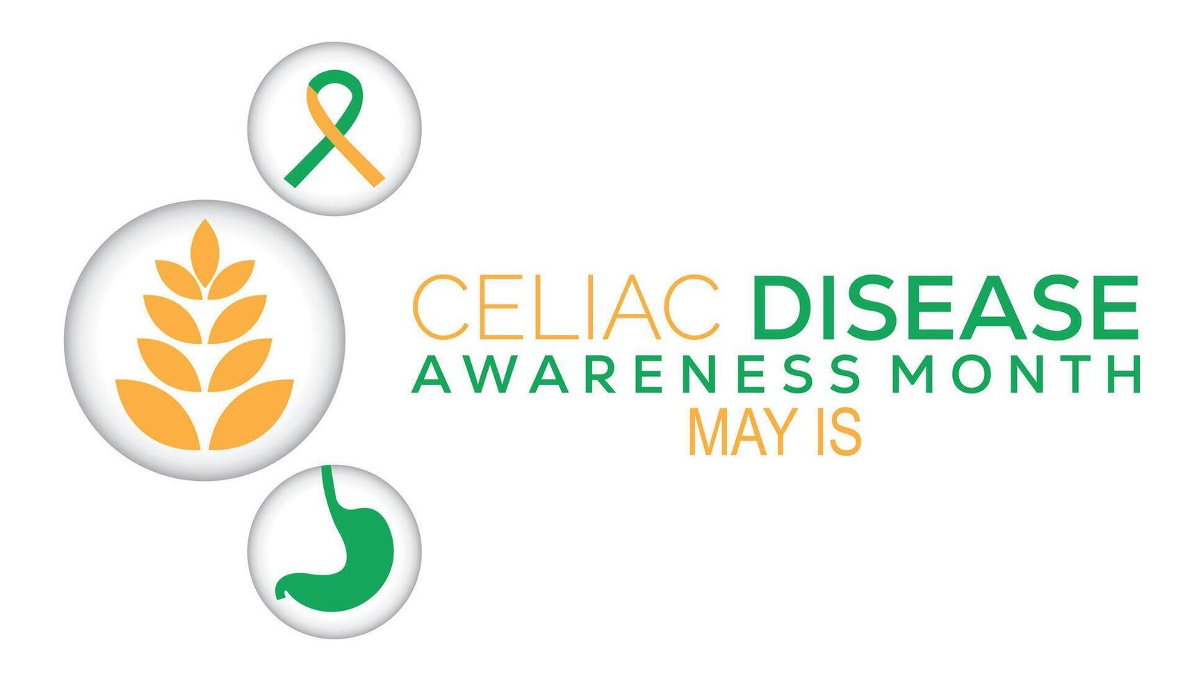 Celiac Disease Awareness Month observed every year in May. Template for background, banner, card, poster with text inscription. vector