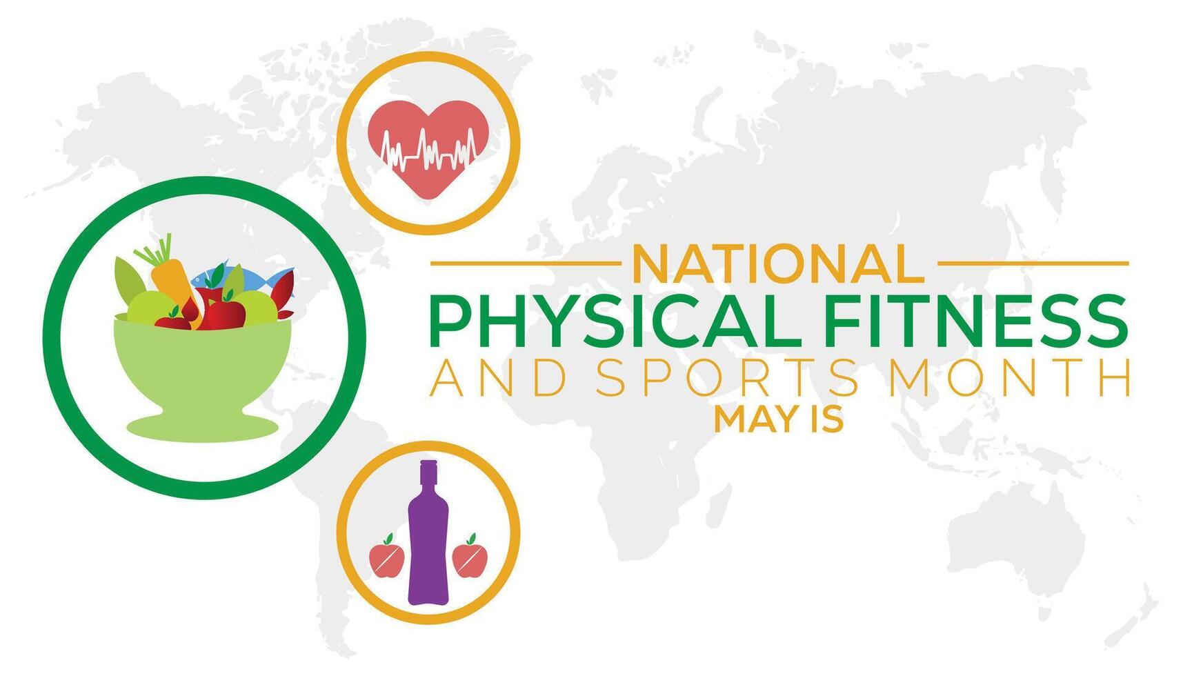 National Physical Fitness and Sports Month observed every year in May. Template for background, banner, card, poster with text inscription. vector