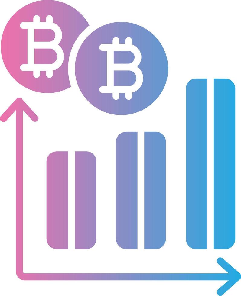 Bitcoin Graph Glyph Gradient Icon Design vector