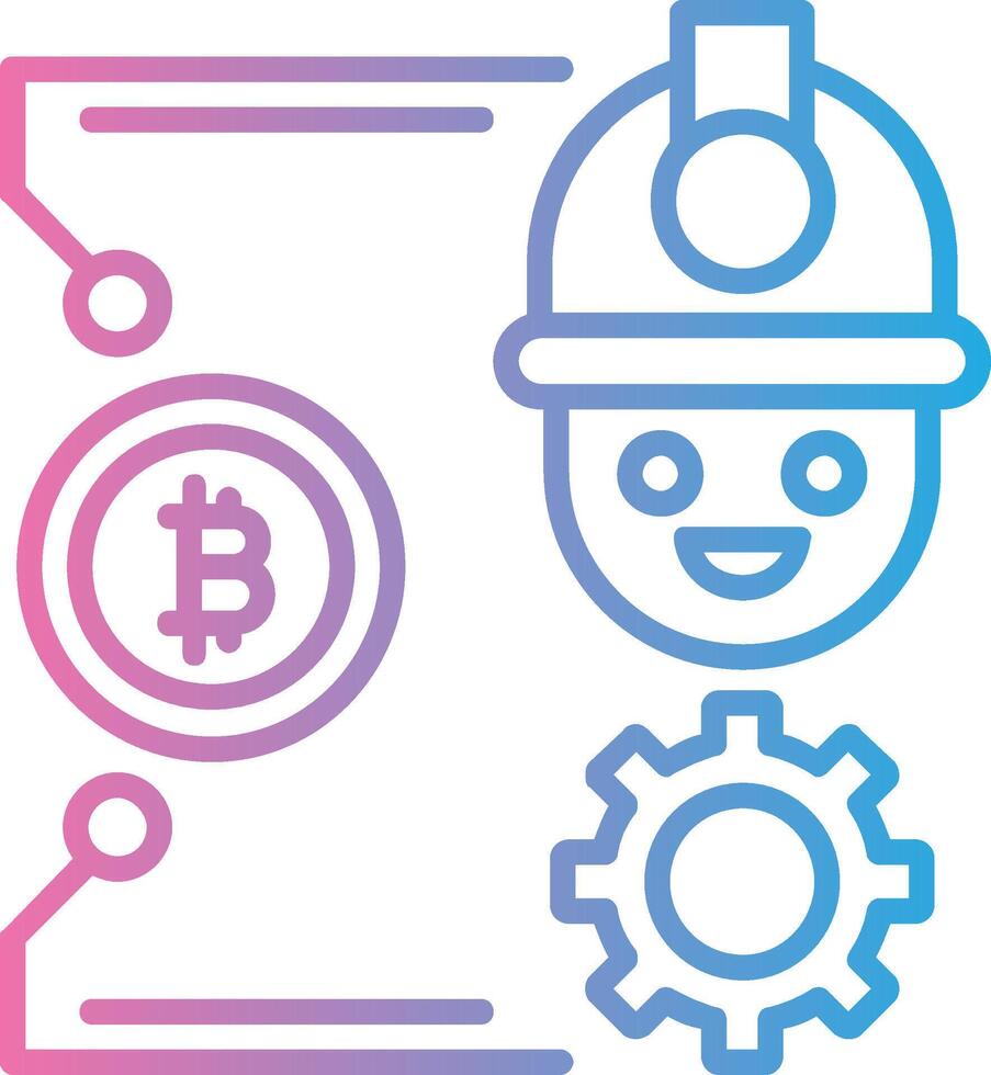 Bitcoin Craft Line Gradient Icon Design vector
