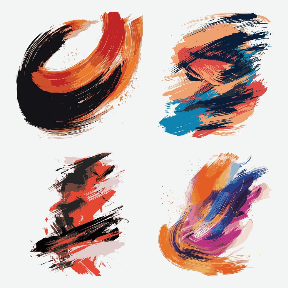 Colorful watercolor brush stroke design vector