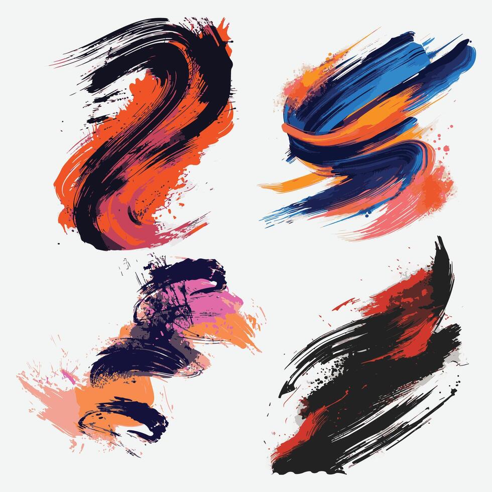 Colorful watercolor brush stroke design vector