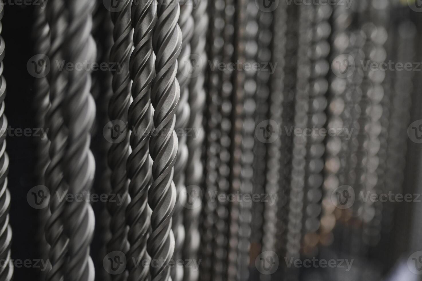 Drills for drilling concrete in a shop window of a hardware store. Close-up. Selective focus photo