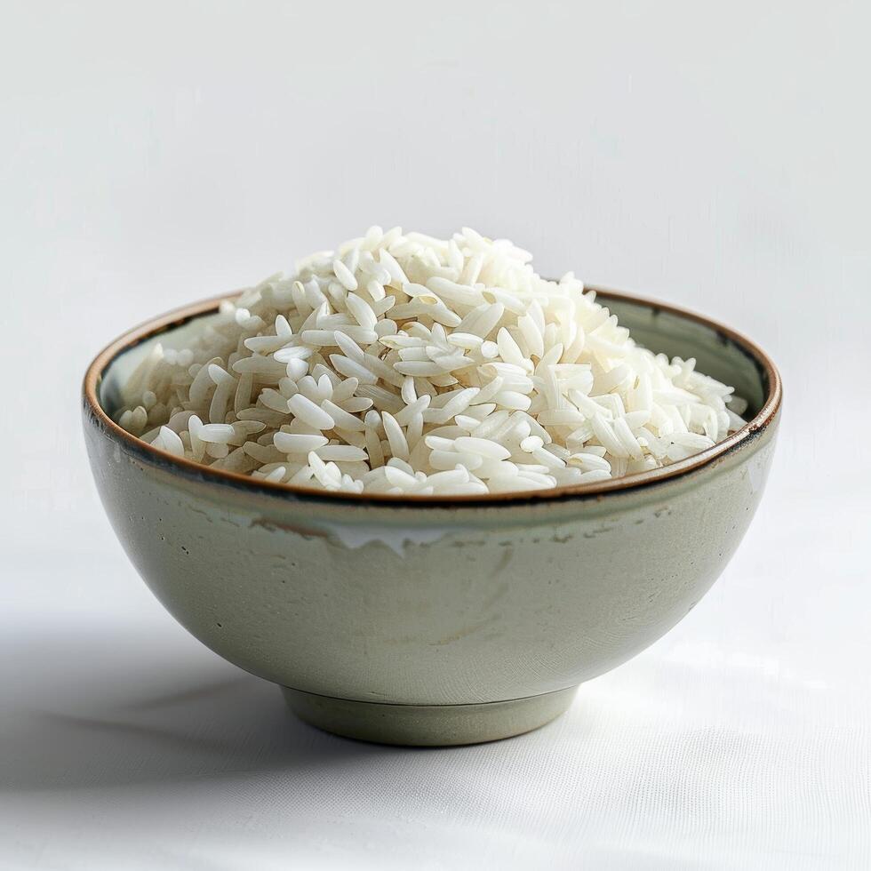 al vapor blanco arroz en cuenco foto