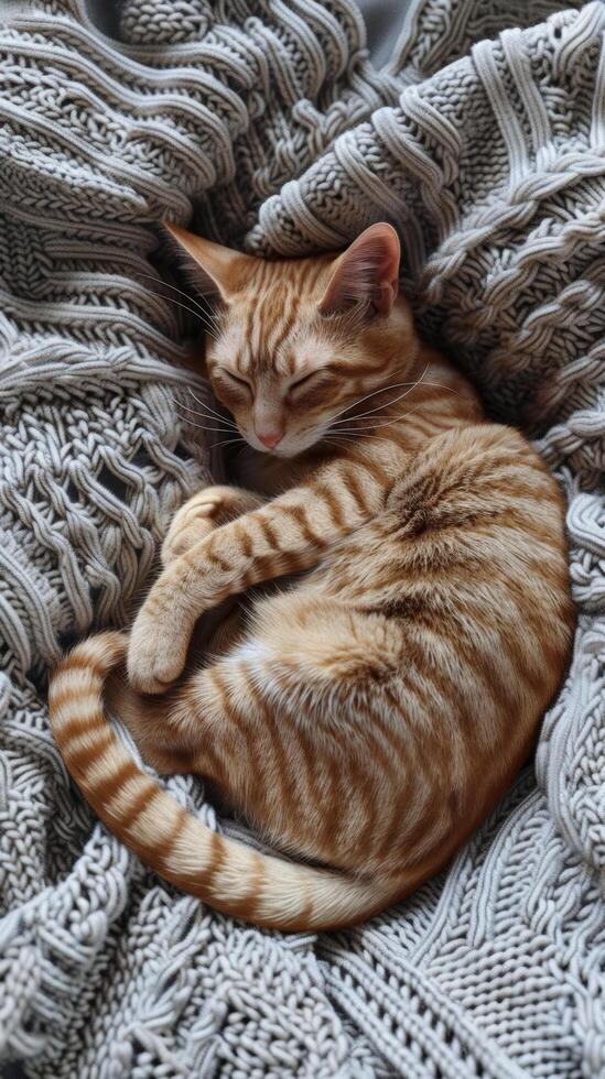 dormido jengibre atigrado gato foto