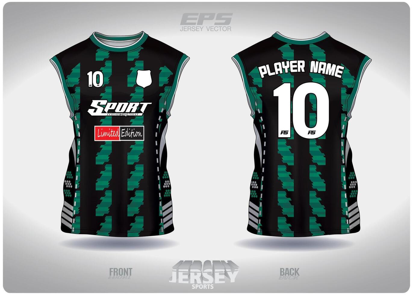 EPS jersey sports shirt .black green super sports pattern design, illustration, textile background for sleeveless shirt sports t-shirt, football jersey sleeveless shirt vector