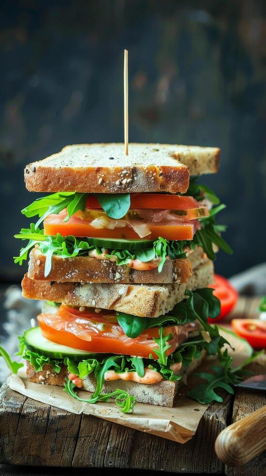 Hearty Layered Veggie Sandwich on Multi-Grain photo